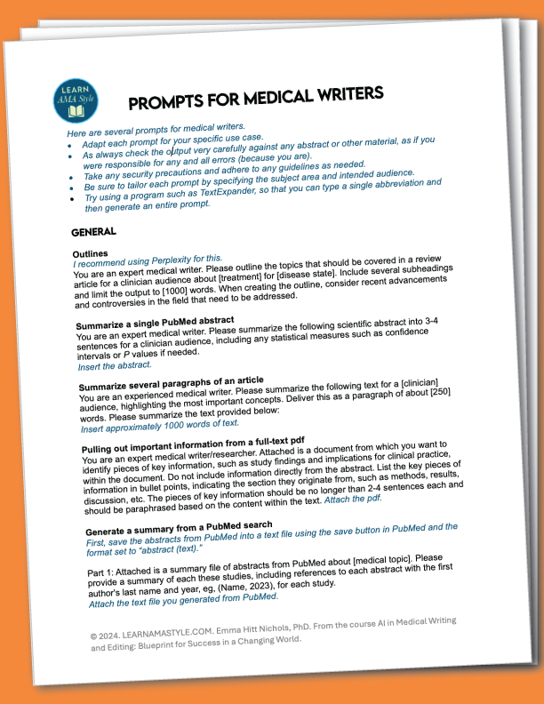 prompts for medical writers lead magnet image